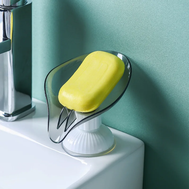 Leaf Shape Soap Holder Soap Dish For Bathroom Quick Drain Large Suction Cup Fixed Firmly