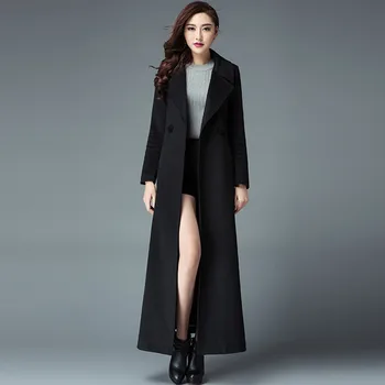 

Winter Woman Coats 2019 Autumn and Winter New Black Large Size Woolen Coat Korean Version Was Thin Wild Versatile Coat Female