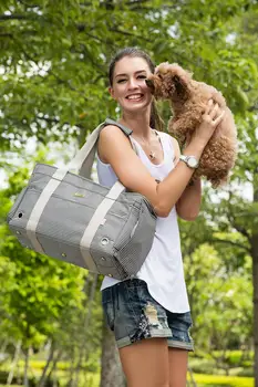 

Black Striped Polyester Fashion Pet Dogs Carrier Bag With Breathing Holes Fashion Small Puppy Dogs Bag