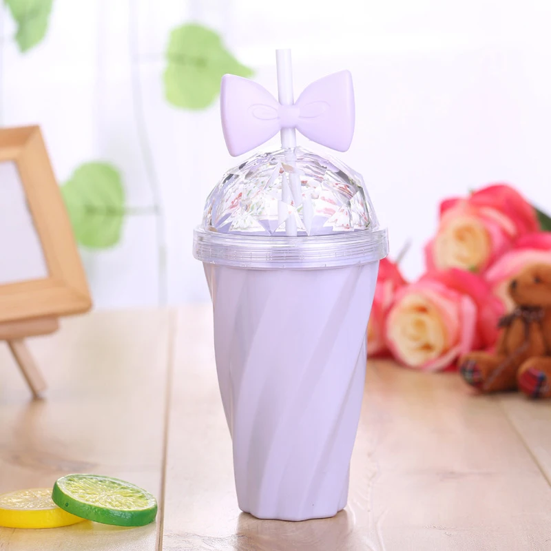 Lovely 400ML Straw Cup with Bow Lid