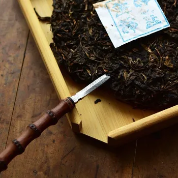 

Natural Bamboo Whip Patterned Steel Tea Knife Pu'er Tea Opener Tea Ceremony Utensils Handmade Pu Erh Tea Tea Needle Tea Set