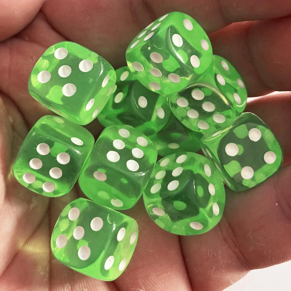 High-Quality Transparent Acrylic Dice Set - 10 Colorful 14mm Round Corner Dice