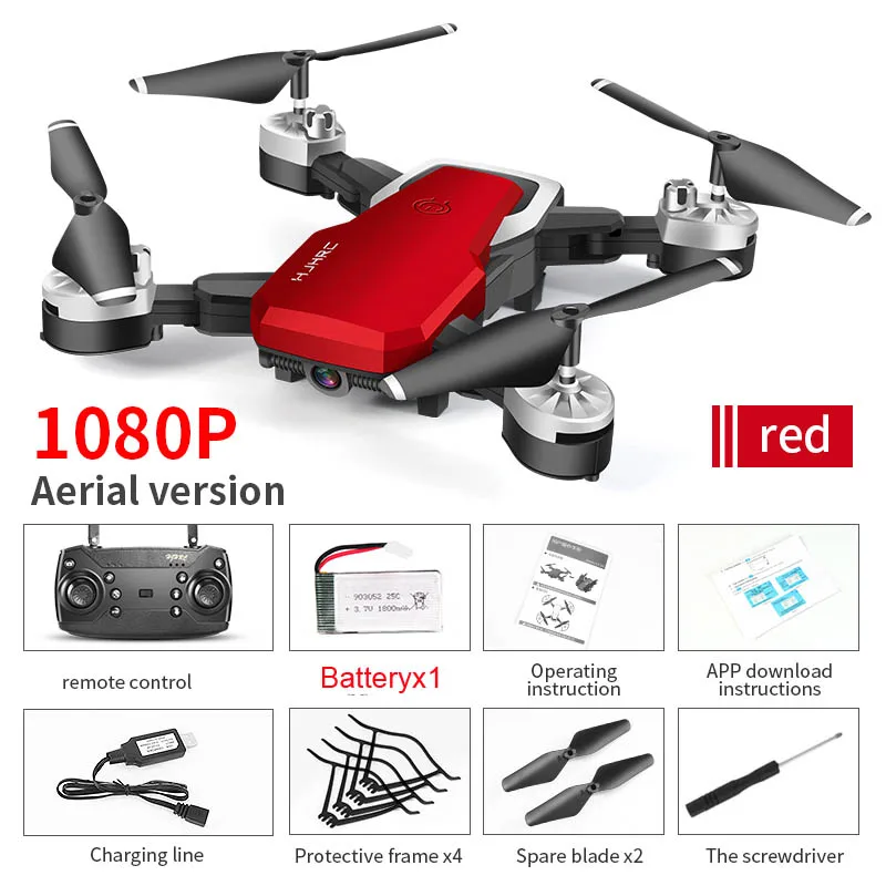 Red 1080P 1B Foam HJ28 Профессиональный мини складной Дрон с камерой 1080P широкий угол Wi-Fi FPV высота удержания RC Квадрокоптер Вертолет игрушка X12S E58 - Цвет: Red 1080P 1B Foam