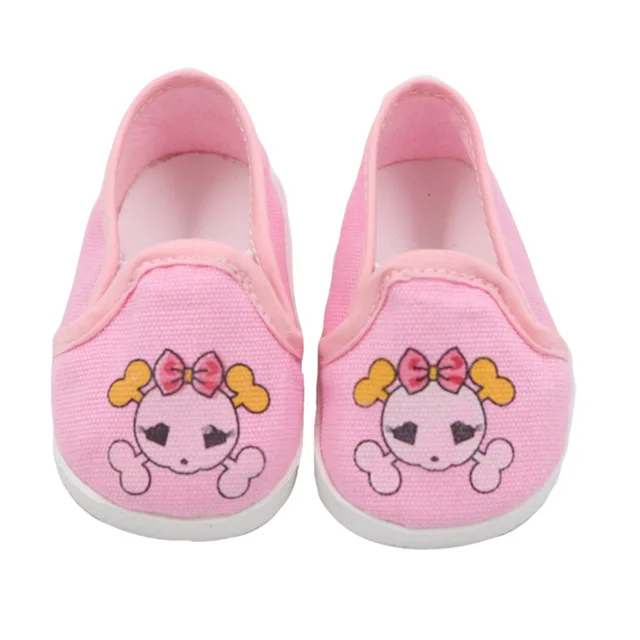 Cute Doll Shoes 7cm Bow Cartoon Skull Pattern Mini Shoes For 18 Inch American&43cm Baby New Bron Dolls Og Girl Toy 1/3 BJD Shoes SH-0008-2
