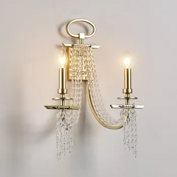 

2 arms large crystal wall Light Mirror E14 led candle wall fixture Luxury Bedside Wall Lamp Aisle Modern Living Room wall lights