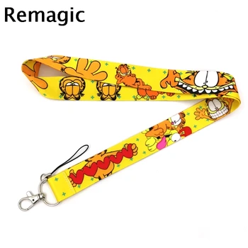 

20pcs Garfield cat Cartoon decorations Neck Strap Lanyard keychain Mobile Phone Strap ID Badge Holder Keyring cosplay Accessory