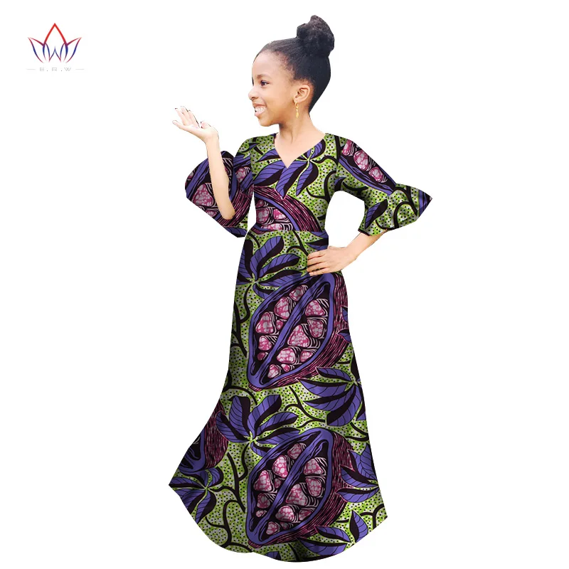 Женская одежда в африканском стиле детское традиционное Хлопковое платье с рукавом-бабочкой, платья с принтом Весенняя детская одежда BRW WYT154 - Цвет: 15