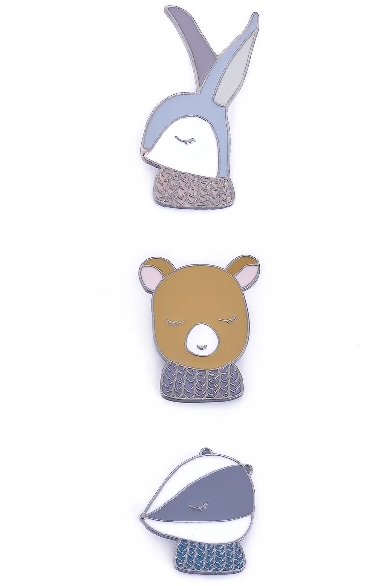 Accessories Hot Selling Cartoon Bear Brooch Creative Fox Rabbit Animal Brooch Metal Brooch