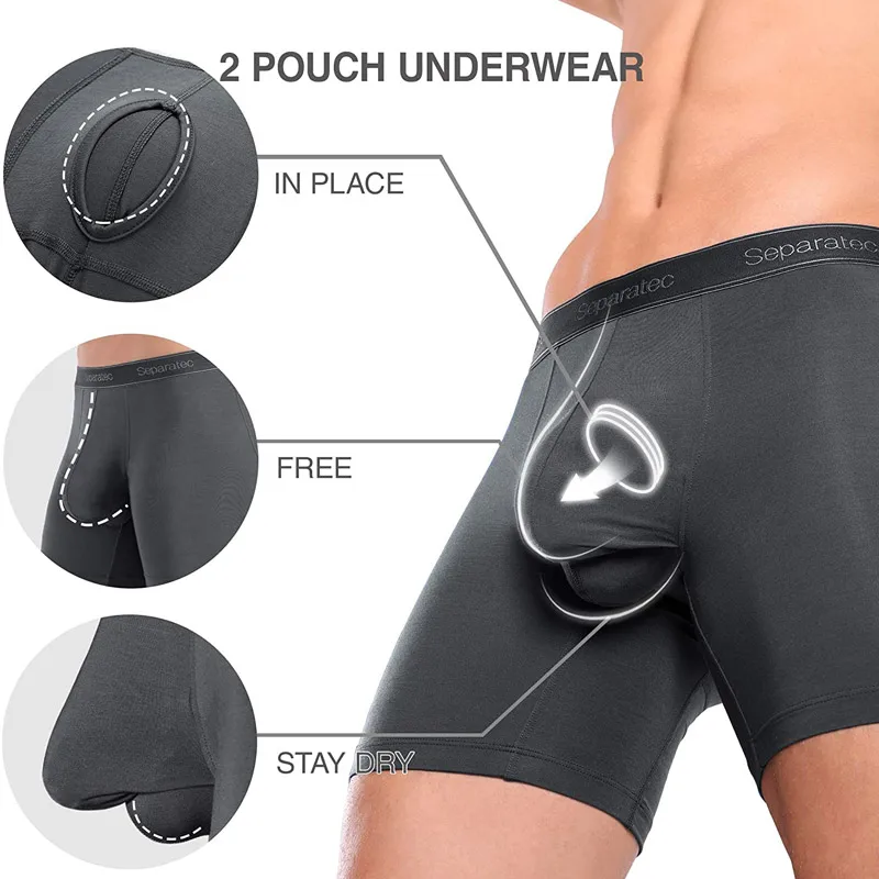 Separatec Men's Soft Micro Modal Separate Pouch Underwear Long Leg