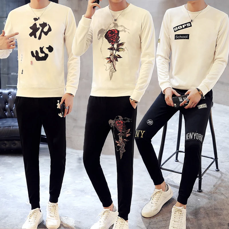 90% OFF 2019 Spring Set Men New Sportswear Autumn Suit Clothes Tracksuits Male  Sweatshirts +Sweatpants Mens Sporting Track Suits