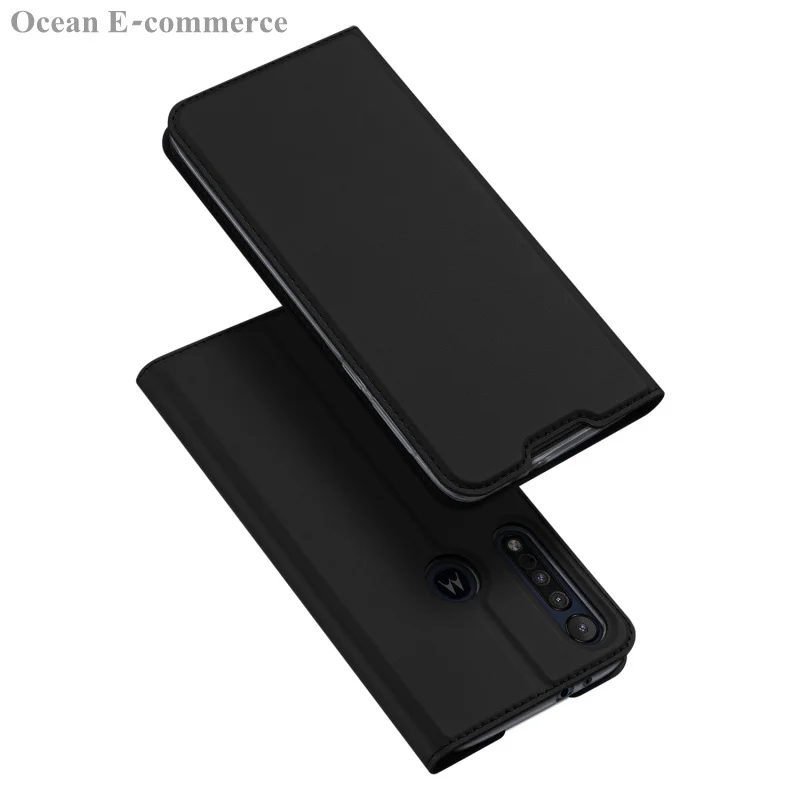 DUX DUCIS кожаный чехол для Motorola One Macro, роскошный тонкий флип-чехол с отделением для карт, чехол для Motorola Moto G8 Plus/Play - Цвет: Черный