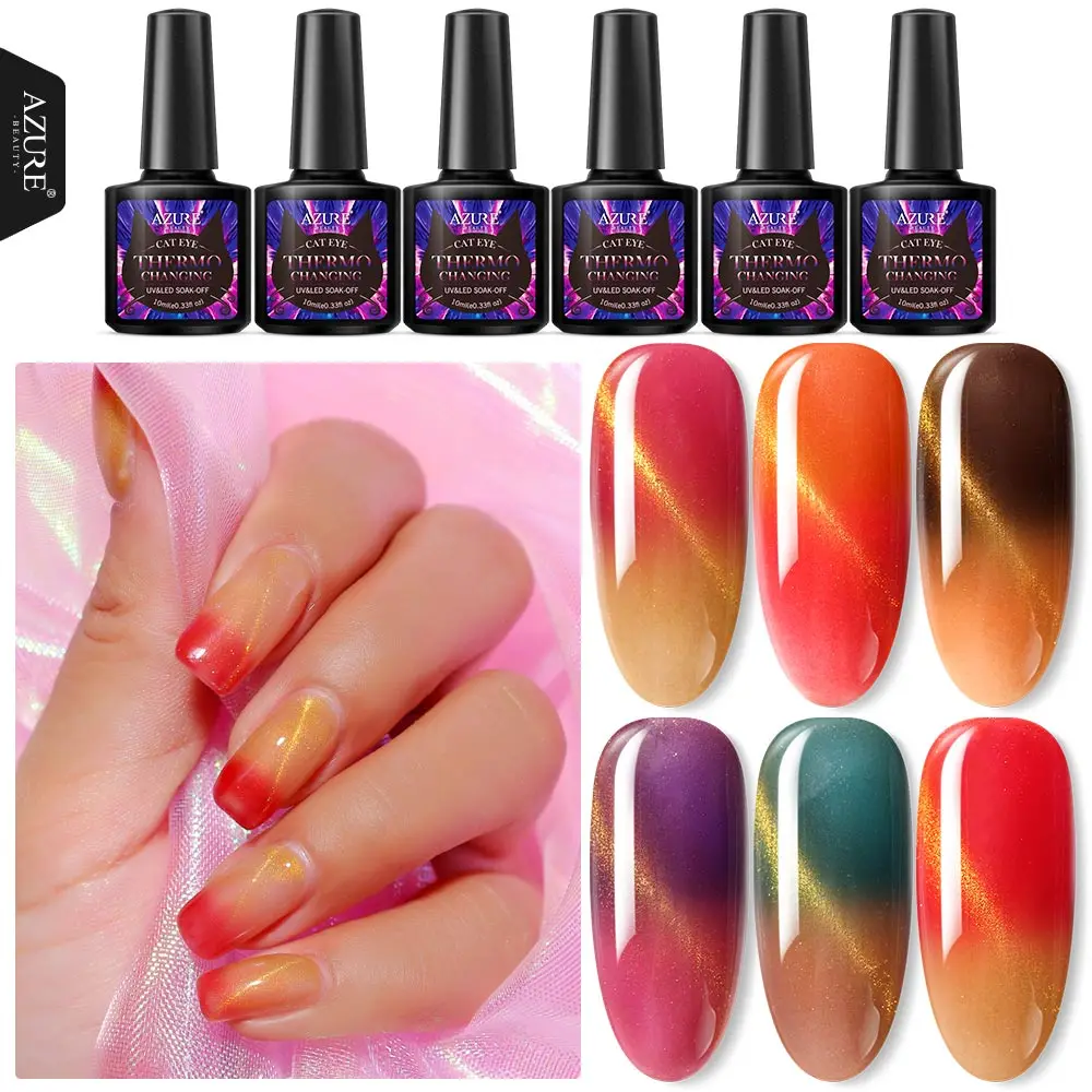 

Azure Beauty Chameleon Magnetic Led Nail Gel Polish Long Lasting Temperature UV Gel Nail Varnish Hybrid Soak Off Thermo Led Gel