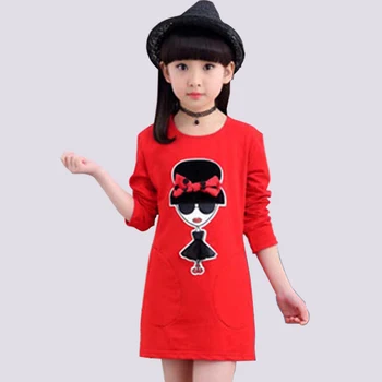 

Kids Dresses For Girls Cartoon Patch Dress For Girls Dot Bow Party Dress Girl Spring Autumn Cute Girls Clothes 6 8 10 12 14 Year