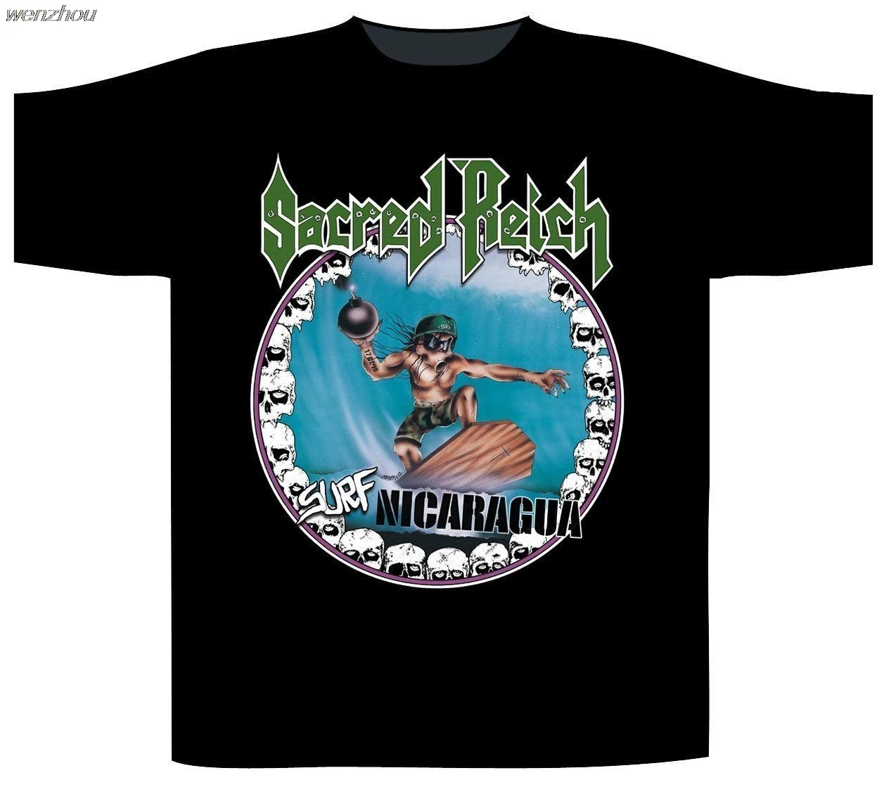 

Sacred Reich - Surfer Nicaragua T-SHIRT Exodus Nuclear Assault Anthrax Forbidden Summer Casual Man T Shirt Good Quality Top Tee