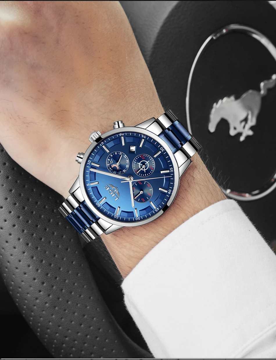 Новые часы для мужчин s LIGE Топ бренд аналоговые кварцевые часы из нержавеющей стали водонепроницаемые светящиеся спортивные часы для мужчин Relogio Masculino