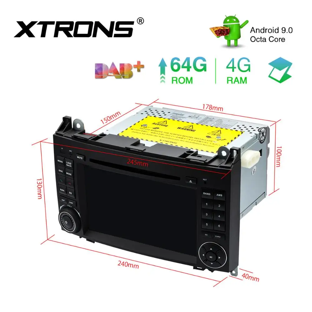 XTRONS 4 Гб ОЗУ Android 9,0 автомобильный dvd-плеер gps для Mercedes Benz W245 W169 Viano Vito W639 Sprinter W906 2006-2008 2009 2010 2011