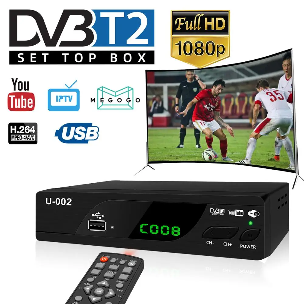 HD 1080p ТВ-тюнер Dvb T2 Vga конвертер ТВ Dvb-t2 из-за цветопередачи монитора адаптер USB2.0