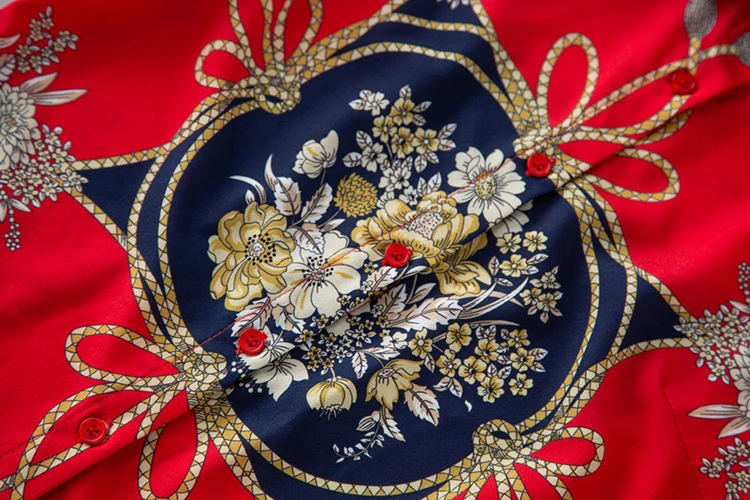 Новейшая летняя мода, подиумная дизайнерская блузка, рубашка, Женская винтажная рубашка с длинным рукавом и цветочным принтом