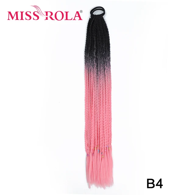 Synthetic Chignon Hair 60cm Hair Color Gradient Dirty Braided Ponytail Women Elastic Hair Rubber Band Hair Accessories Headband B4