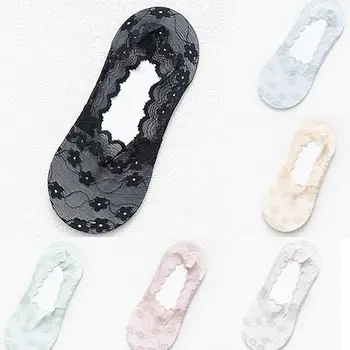 

Womens Lace Boat Socks Soft Flower Side Invisible Socks Slingback Socks Cotton Socks Short Low High Boat Toe Breathable Hee Y8T7