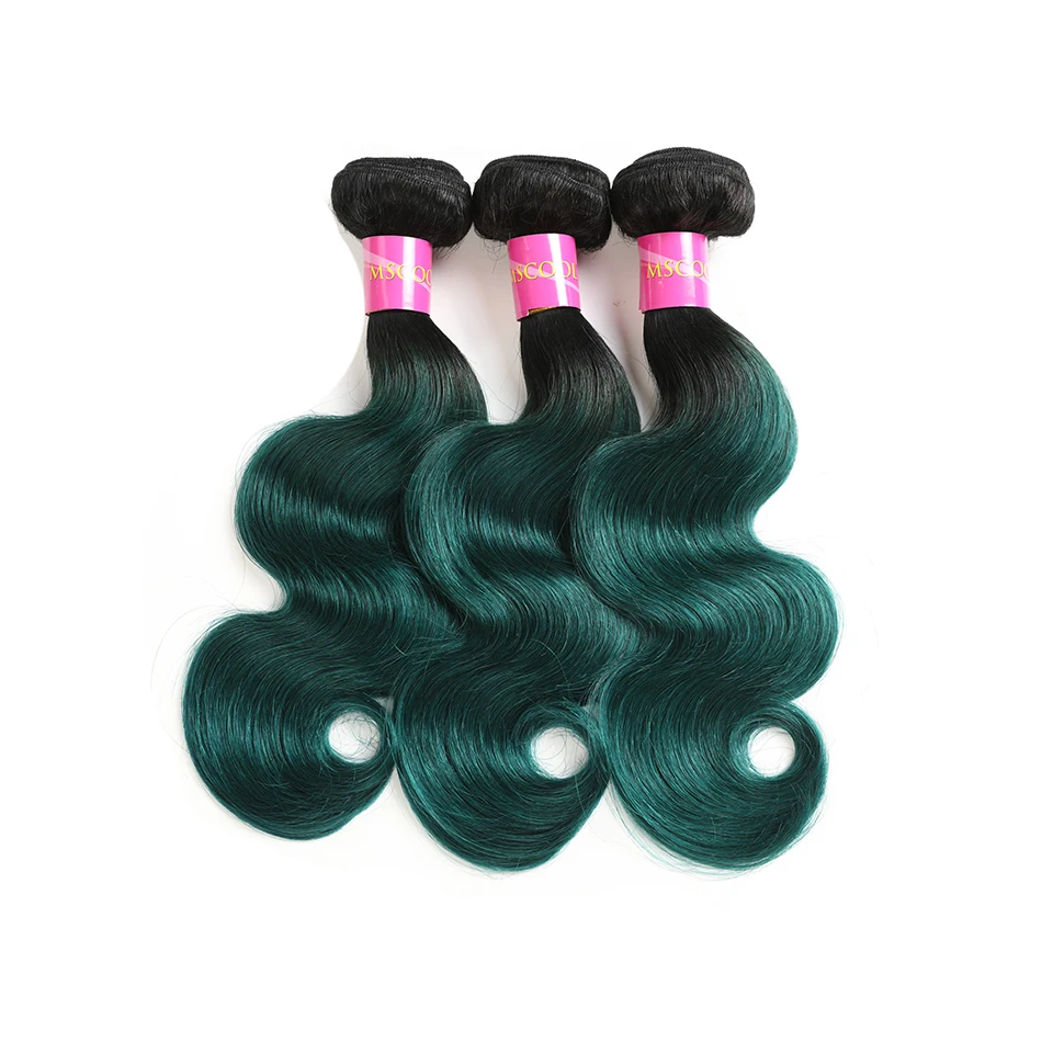 

Ombre Brazilian Hair 1 / 3 / 4 Bundles 2 Tone 1B Green Body Wave Human Hair Weave Remy Turquoise Ombre Human Hair