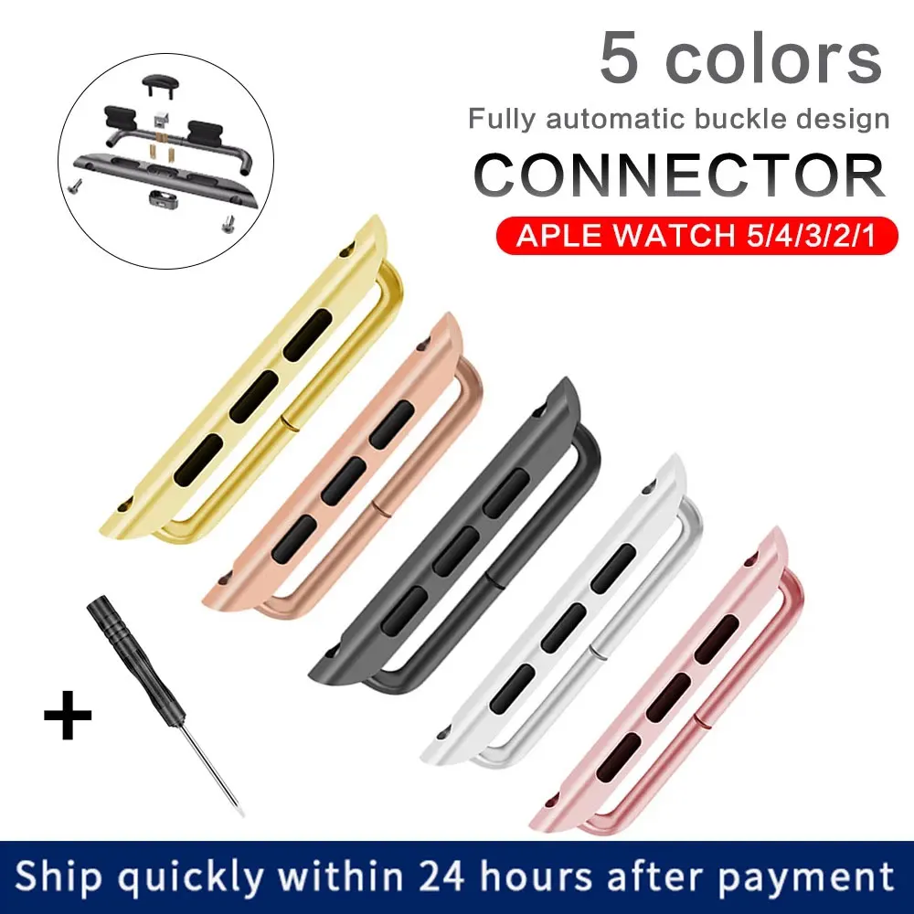 

Adapter connector For Apple Watch band series 6 SE 5 4 3 2 1for iwatch strap 42mm 38mm 44mm 40mm Stainless Steel clasp adaptor