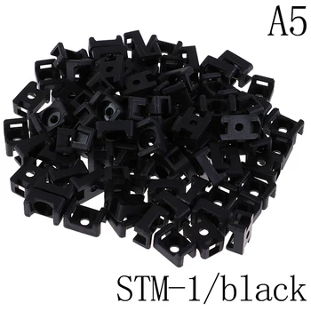 

100Pcs White Black Cable Tie Mount Wire Buddle Saddle Type Plastic Holder