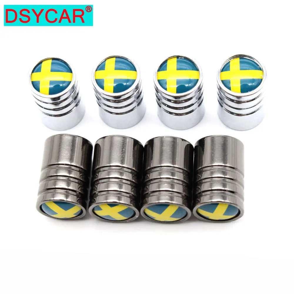 DSYCAR 4 Pcs/Set Car Styling Copper Sweden National Flag Tire Valve Caps Wheel Tires Stem Air Cap Airtight Covers | Автомобили и