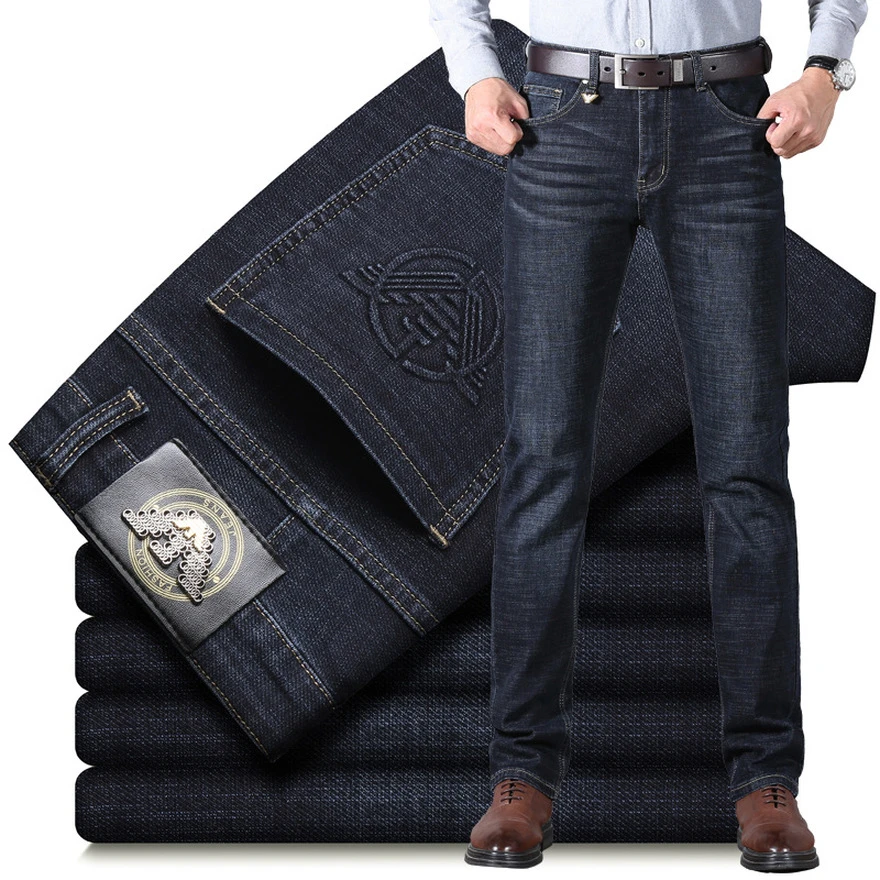 イタリアブランド メンズパンツ ストレートコットン 伸縮性 厚手のビジネスパンツ クラシックなスタイル Jeans Aliexpress