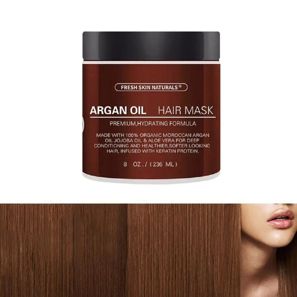 

236ML Hair Mask Pure Organic Argan Oil Moisturiser Essential For Dry Hair Care Hairdressing Styling Nourish Scalp Conditioner