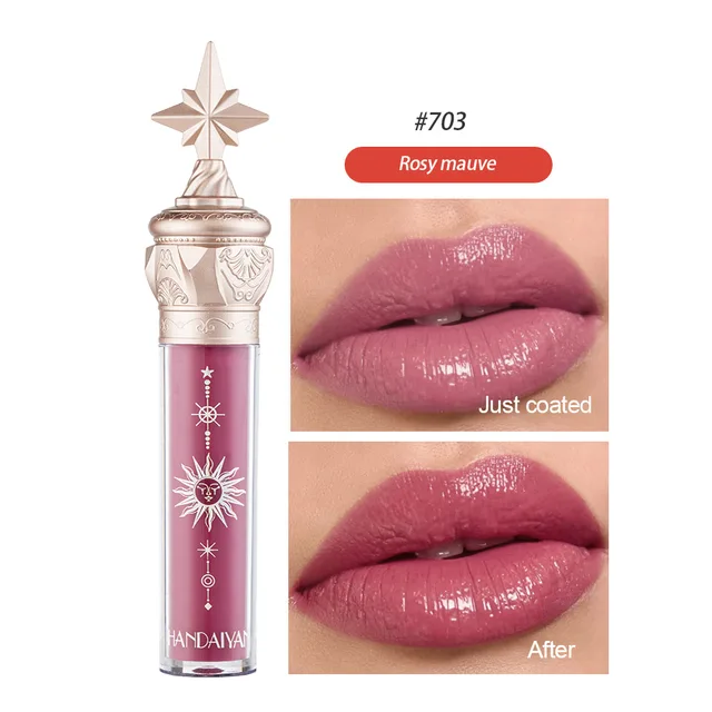 Plumper Lip Gloss Shimmer Lips Makeup Waterproof Glossy Mirror Lip Tint Cosmetic Moisturizing Long Lasting Nude Liquid Lipstick 703