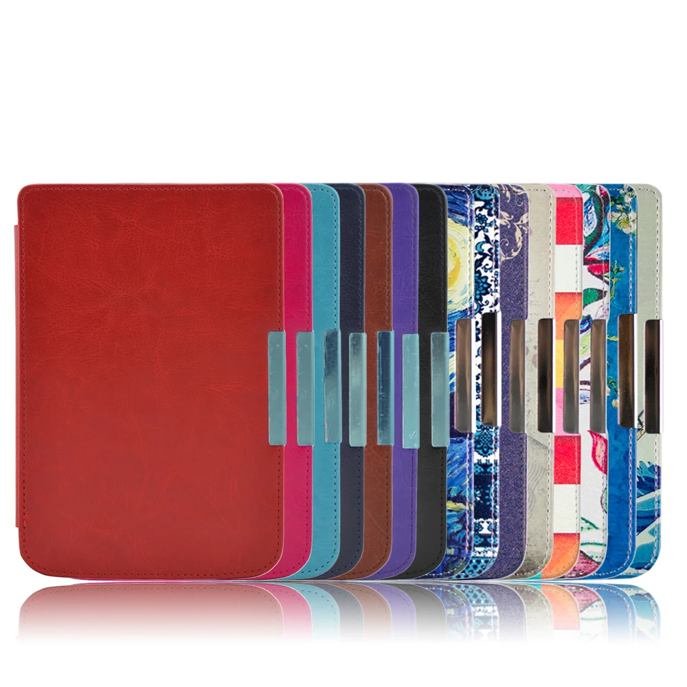 

Protective Smart Leather Cover Case Skin For Pocketbook basic touch lux 614 624 626 ereader case+screen protector
