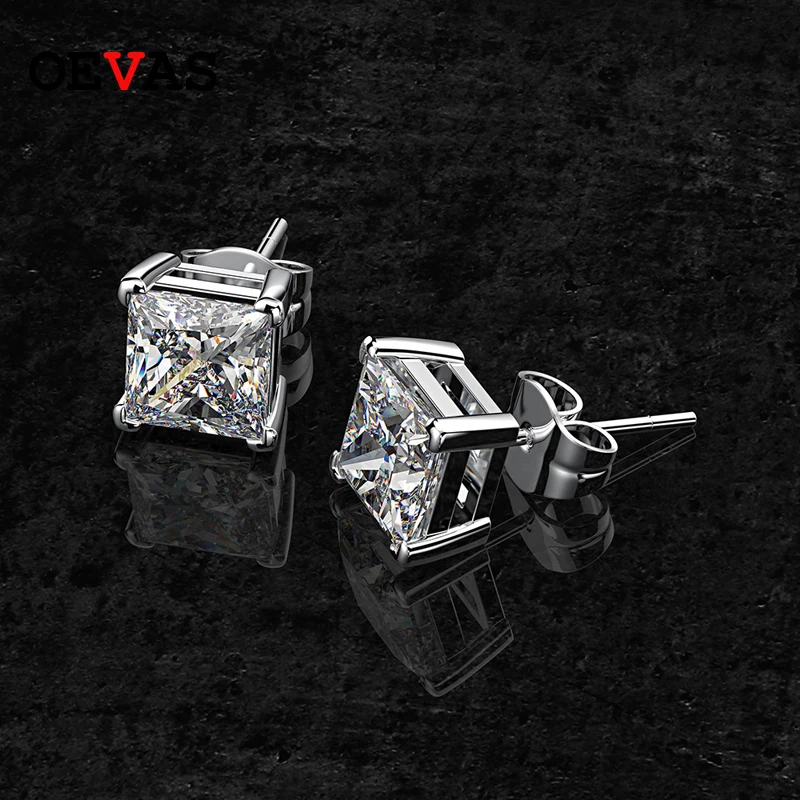 OEVAS 100% 925 Sterling Silver Stud Earrings Sparkling High Carbon Diamond Wedding Engagement Party Fine Jewelry Valentine's Day |