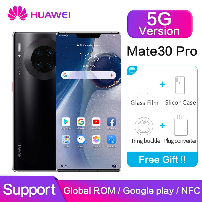 Huawei mate 30 pro 5G версия с глобальной ПЗУ NFC Google Play mate30pro 40 Мп + 40 Мп + 32 МП 6,53 дюймов Восьмиядерный мобильный телефон Kirin 990