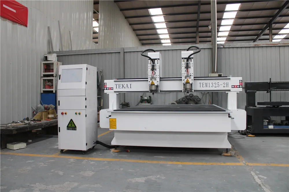 multi-purpose cabinet producing 3d wood cnc machines / wood design cnc router euipment dual head