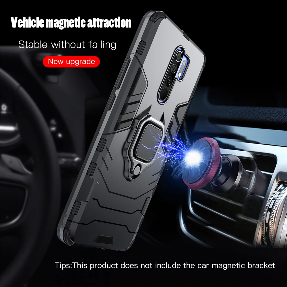 KEYSION Shockproof Armor Case for Redmi Ring Stand Silicone