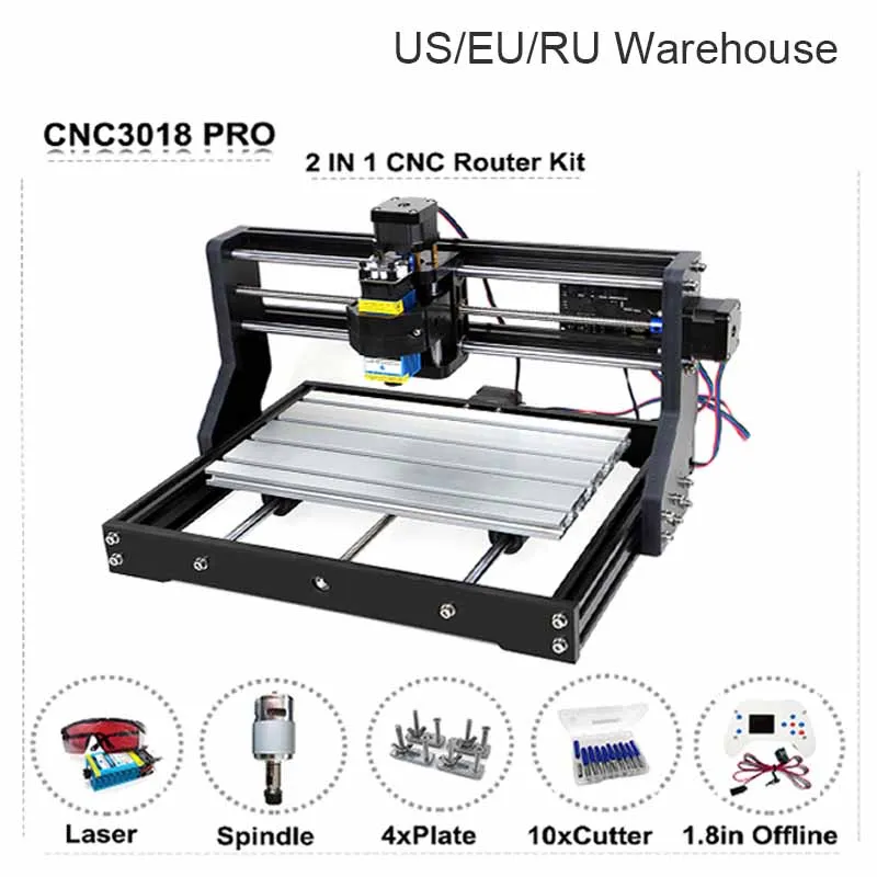 

Ship From US/EU/RU CNC 3018 Pro Router Laser Engraving Machine 2.5W 5.5W Engraver Offline Control 500mW 2500mW 5500mW 15W Module