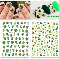 Newest Cute Cactus Avocado Design 3D Self Adhesive Decal Slider DIY Decoration Tool Nail Sticker  WG071 070 1