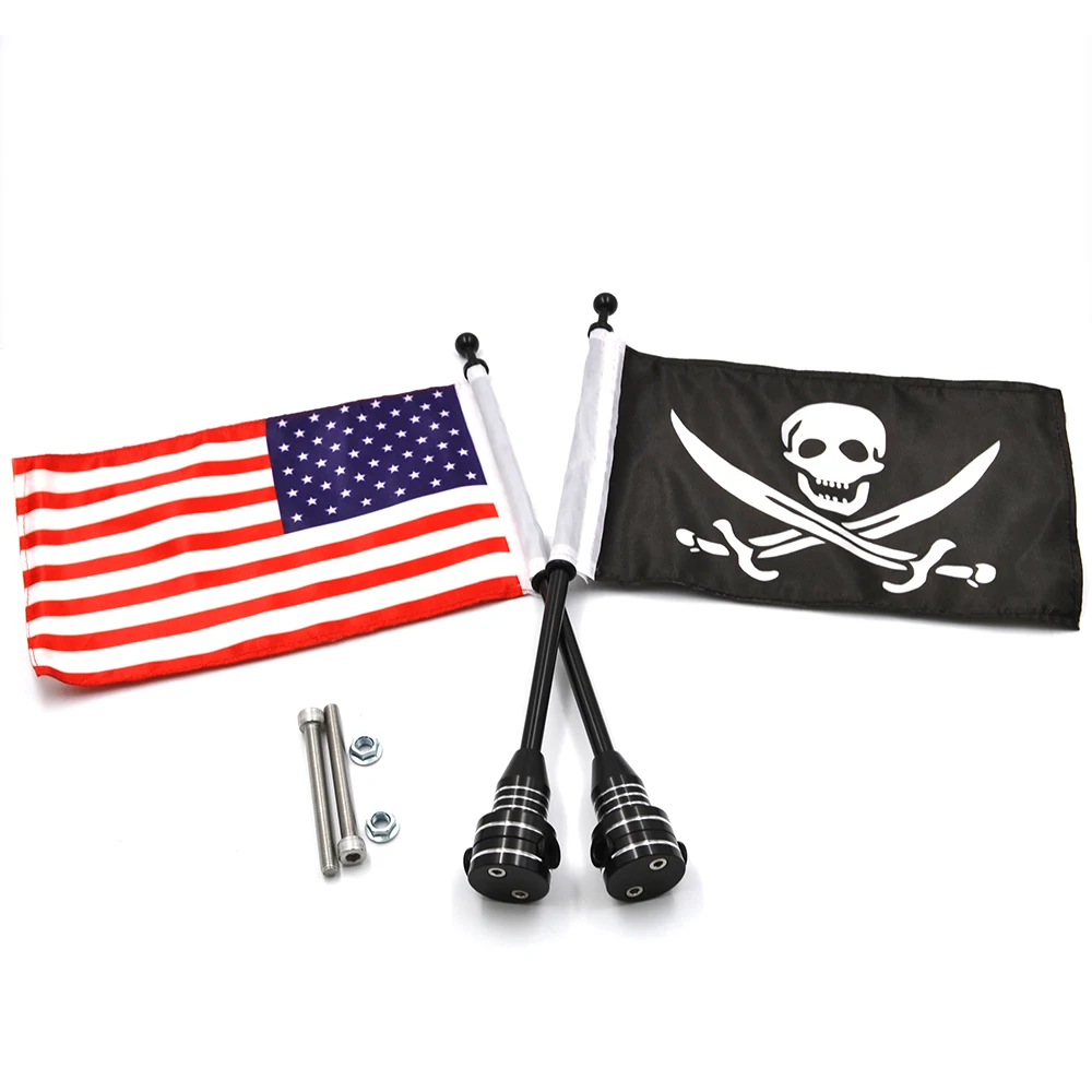 

Motorcycle Rear Luggage Rack Flag Mount Pole USA American Flag Fit For Harley Sportster XL 883 1200 Touring Road King Glide FLHT