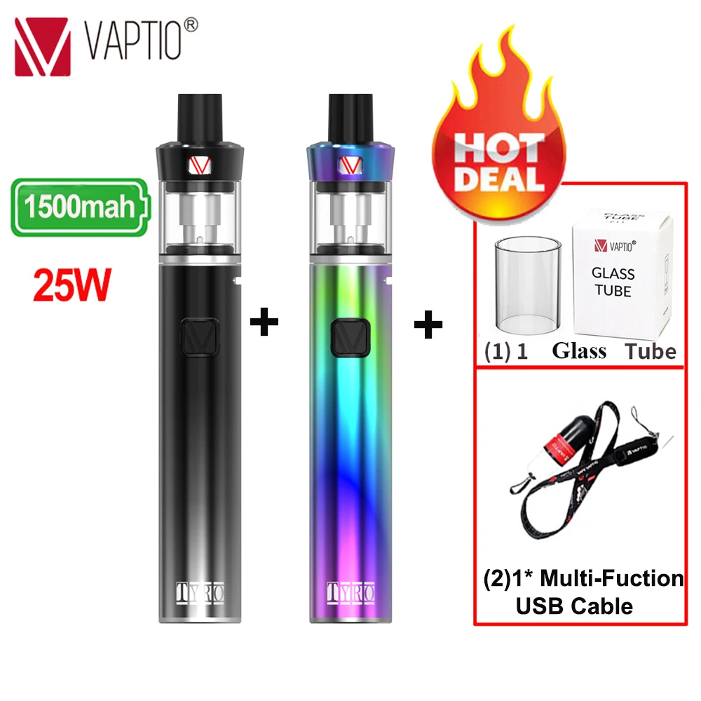 Vape ручка Pod Vaptio Тиро комплект 1500 мАч Mod Батарея встроенный 25 Вт все в одном вейпер