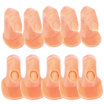 

10Pcs Plastic Fake Finger Nails False Tips Practise Hand Model Training Polish Stand Display Nail Art Model Practice Tool