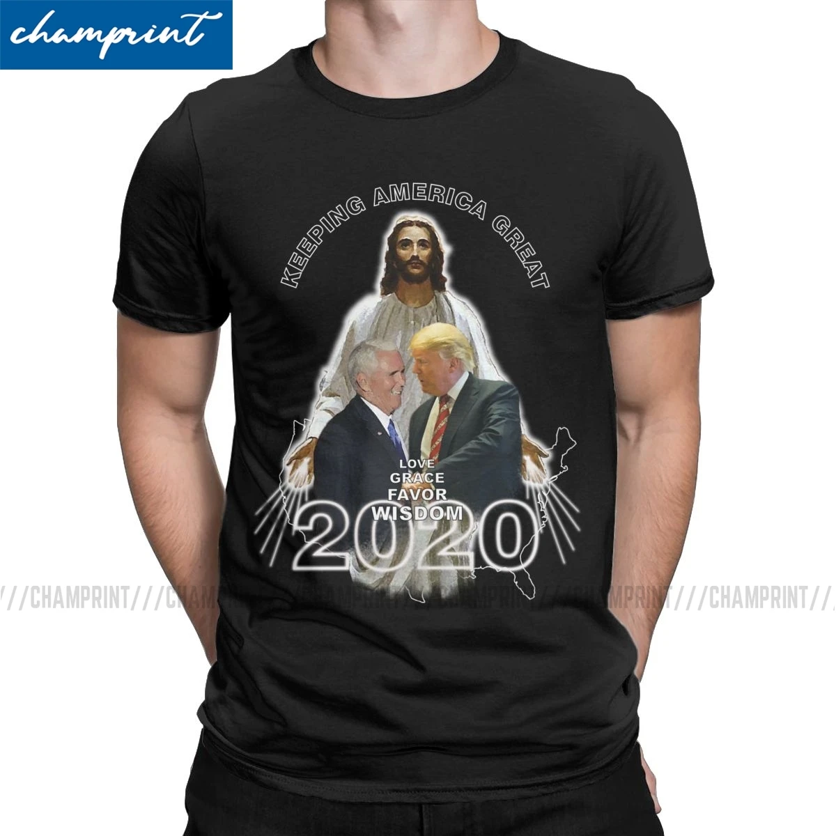 Забавная футболка с надписью Jesus God Christian Trump 2020 для мужчин вырезом лодочкой