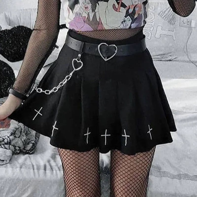 Женская плиссированная юбка GOTH GIRL модная готическая с высокой талией и