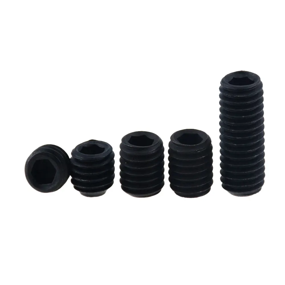 50PCS M2.5*2-16 3 5 6 8 10 12 DIN916 Black Grade 12.9 Alloy Steel Hex Hexagon Socket Allen Cup Point Grub Screw Set Bolt M2.5x2 |
