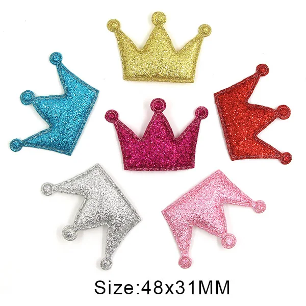 50 шт разноцветные блестящие кожаные накладки Корона/сердце/звезда милые блестящие аппликации нашивки для одежды DIY заколки для волос для девочек - Цвет: Mix Big Crown