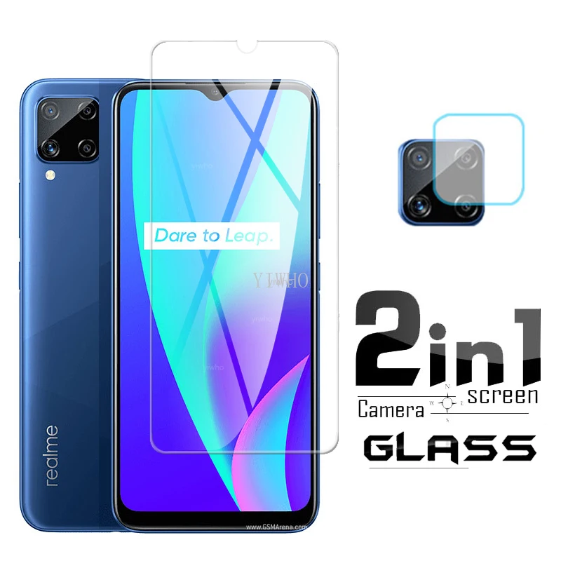 2 in 1 Protective Glass on for Oppo Realme C15 Camera Lens Glass on Realmi c 15 Safety Screen Protector Film RMX2180 afbeelding