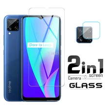 2 em 1 vidro protetor para oppo realme c15 câmera lente de vidro em realmi c 15 película de segurança protetor de tela rmx2180