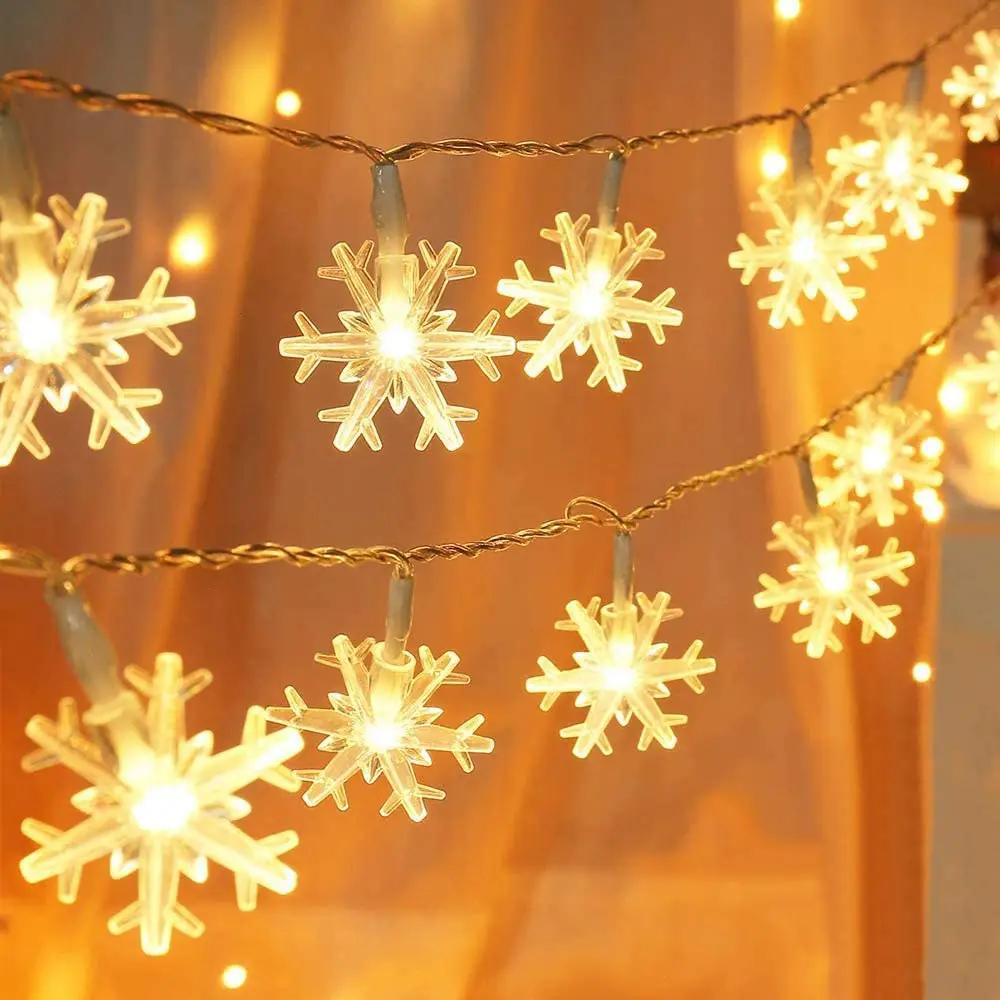 Christmas Tree Snow Flakes Led String Fairy Lights Party Home Garland Decorative 
