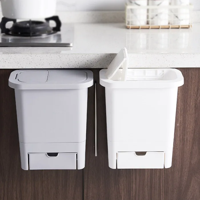 Высокий шкаф установленный мусорный бак настенный кухонная корзина для мусора мусорная корзина с крышкой LG66