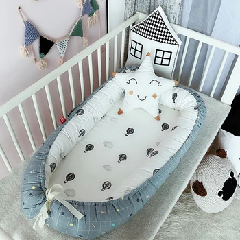 

Baby Nest Bed Portable Crib Travel Bed Infant Toddler Cotton Cradle for Newborn Protective Fence Around to Prevent Rollover